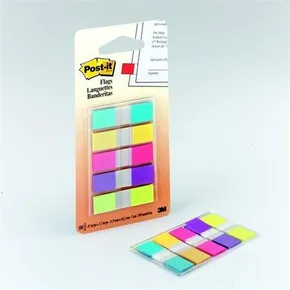 Značkovacie prúžky, 5x20 lístkov, 12x43 mm, 3M POSTIT, mix farieb